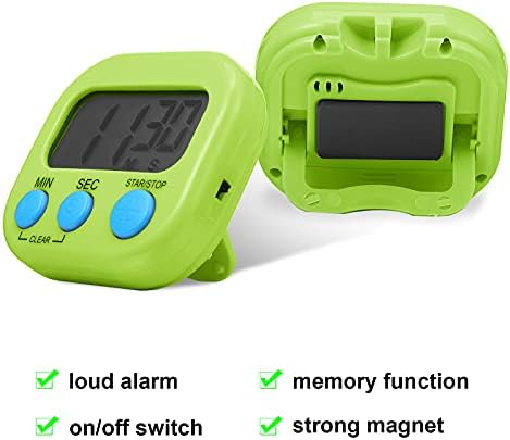 Weewooday 4 Pcs Multi-func Electronic Kitchen Classroom Timer, 4 Colors