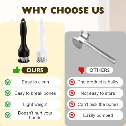 2026 New Stainless Steel Meat Tenderizer Needle 21 Pin Steak, Stainless Steel Meat Tenderizer, Ultra Sharp Needle Blades Chicken BBQ Kitchen Cooking Tool, With Pounding Steak Mallet Tool (black 1pc)