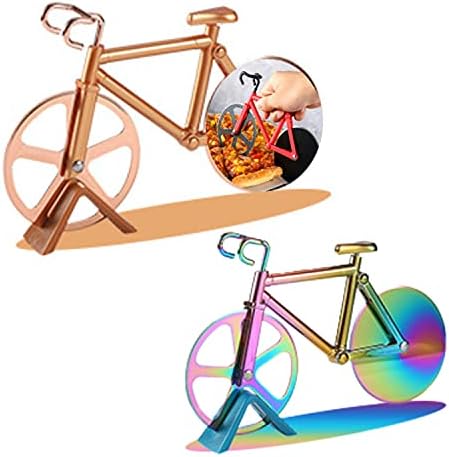 2 Pcs Bicycle Pizza Cutters,pizza Cutter Perfect Gift Kitchen Stainless Steel Bicycle Shaped Pizza Cutter Fathers Day Gift (2 PCS SET B)