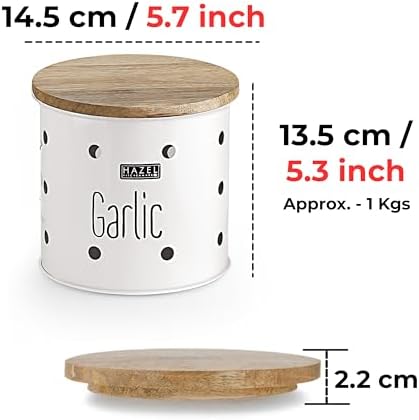 HAZEL Garlic Storage Container for Kitchen | Garlic Container for Storage, White
