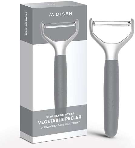 Misen Stainless Steel Vegetable Peeler - Dishwasher Safe Y Peeler - Easy to Use with Potatoes, Cabbage, Carrots, and More - Progessional Grade Kitchen Tool - Gray