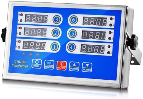 Commercial 6 Channel Kitchen Timer Cooking Countdown with Clear Display Loud Ring Alarm Reminder for Restaurant Multiple Events