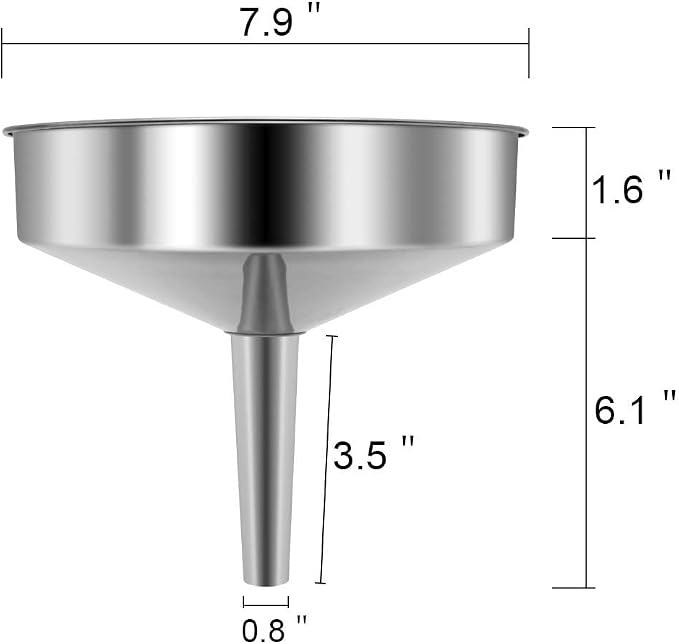 Super Large Stainless Steel Large Funnel with Detachable Strainer/Filter for Cooking Oil and Transmission Liquid and Powder, Food Grade Metal Kitchen Funnels