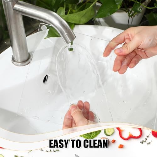 Ziliny 3 Pcs Clear Acrylic Cutting Boards for Kitchen Counter Chopping Boards with Easy Grip Handle Non Slip Clear Cutting Board for Countertop with Anti Slip Rubber Feet for Countertop Home Protector