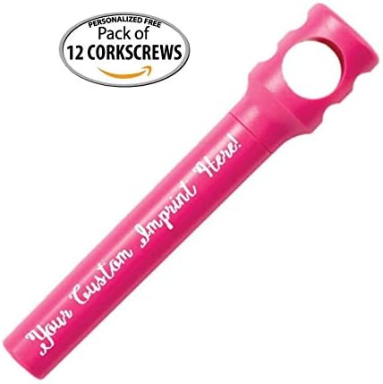 Personalized Pocket Corkscrew - Wine Bottle Opener- Custom Printed Name - Imprinted with Your Name, Logo or Message - Great Gift Ideas - FREE PERZONALIZATION - 12 Corkscrews per Box (Raspberry)