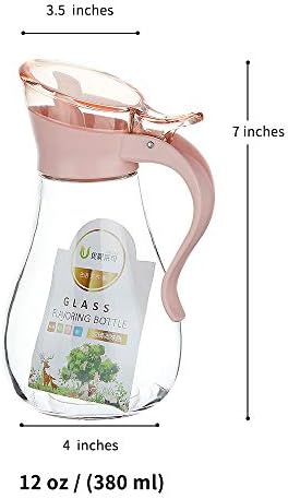 Oil and Vinegar Glass Cruet Bottle Container Olive Oil Dispenser Clear Condiment Pots Seasoning Spice Storage Jar BPA-FREE, Chef, Professional,12 oz ( 380 ML), Pink