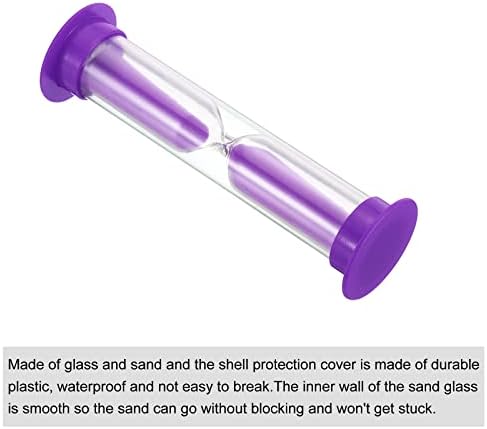 PATIKIL 2 Minute Sand Timer, 4Pcs Small Sandy Clock with Plastic Cover, Count Down Sand Glass for Games, Kitchen, Party Favors DIY Decoration, Purple