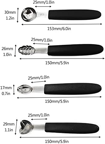 7Pcs Melon Baller Scoop Set, Stainless Steel Ball Spoon, Smooth Round Melon Balls Melon Scoop, Watermelon Cantaloupe Scooper for Watermelon, Ice Cream, Fruits, Sorbet(#1)