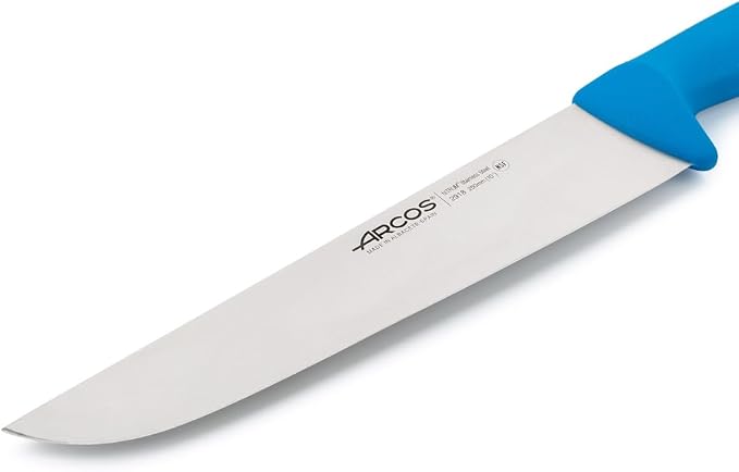 Arcos Butcher Knife 10 Inch Nitrum Stainless Steel and 250 mm blade. Professional Cooking Knife For Cutting Meat, Fish and Vegetables. Ergonomic Polyoxymethylene Handle. Series 2900. Color Blue