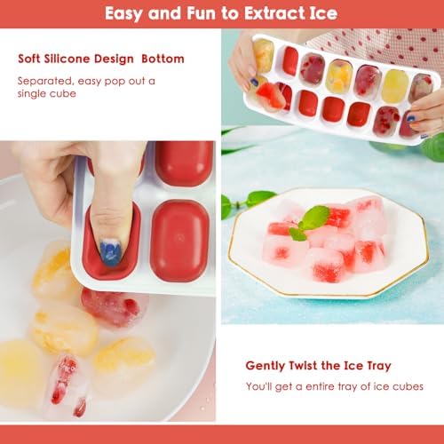 Ice Trays for Freezer, 56 pcs Easy-Release Silicone Ice Cube Trays for freezer with Spill-Resistant Removable Lid, BPA Free, 4 Pack Stackable & Durable Ice Cube Tray Mold for Freezer, Cocktail, Coffee