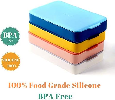 Vemolea 2 PACK Silicone Ice Cube Tray, 24 Ice Molds Easy-Release Flexible Ice Maker with Removable Lid, for Whiskey Wine Cocktails Juice Soups - Blue & Yellow, Christmas Gifts