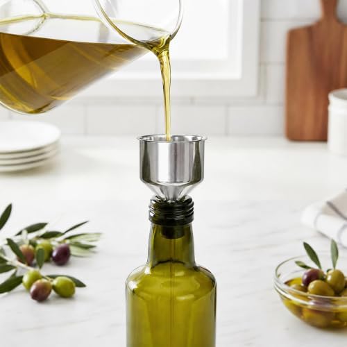 Frcctre 6 Pack 17 Oz Glass Olive Oil Dispenser Bottles, Oil and Vinegar Cruet Set With Stainless Steel Pourer Spouts, Olive Oils Carafe Decanter for Kitchen, Dark Green