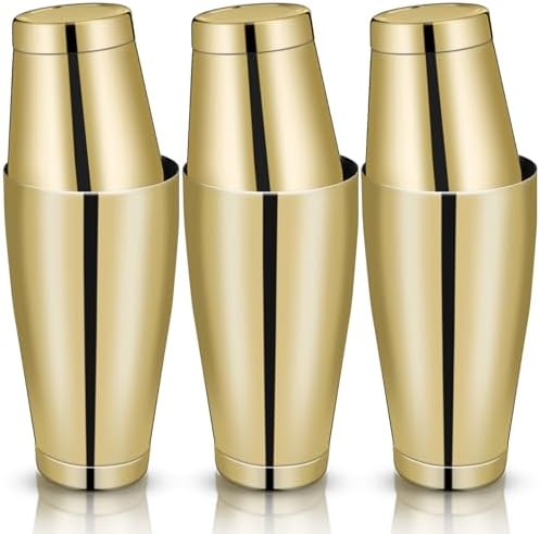 Sabary 6 Pcs Shakers Bartending Boston Cocktail Shaker, Gold
