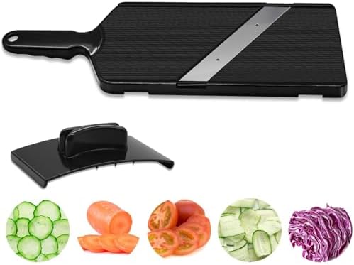 Mandoline Slicer,Mandoline Food Slicer for Kitchen,Slicer Vegetable Cutter with Hand Holder - Stainless Steel Cutter for Potato,Tomato,Onion,Black,1Pack