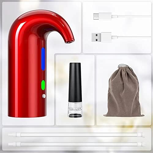 Electric Wine Aerator, Wine Aeration and Decanter Wine Dispenser Spout Pourer,Wine Accessories Gift for Wine Lovers-Red