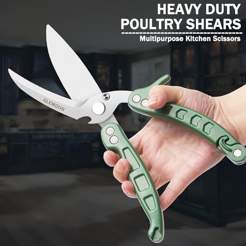 Heavy Duty Kitchen Shears,Poultry Shears with Safety Lock,Green