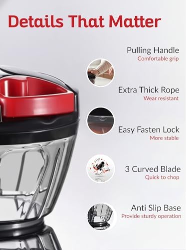 Manual Pull Mini Chopper 400ml – Handheld Vegetable Chopper for Onion, Garlic, Nuts, Herbs & Salad Prep – Compact Food Processor with Sharp Stainless Steel Blades, BPA-Free & Easy to Clean