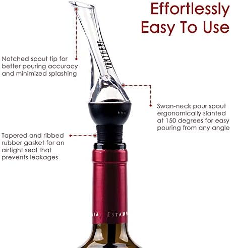Vintorio Wine Aerator Pourer - Premium Aerating Pourer and Decanter Spout (Black)