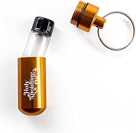 Frankincense Anointing Oil from Israel Boxed Gift Set with Dispenser, Holy Jerusalem Oil & Gold Metal Keychain Bottle Container, Plastic Dropper & Small Glass Vial, Aceite Ungido y Botella