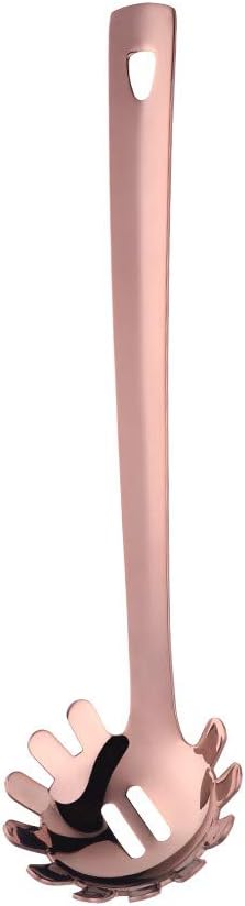 Spaghetti Server, BuyGo Stainless Steel Rose Gold Pasta Spaghetti Fork with Mirror Polish, Metal Pasta Server for Kitchen or Restaurant