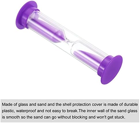 PATIKIL 3 Minute Sand Timer, 4Pcs Small Sandy Clock with Plastic Cover, Count Down Sand Glass for Games, Kitchen, Party Favors DIY Decoration, Purple