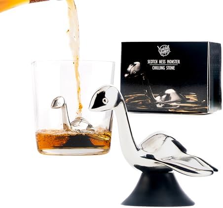 Loch Ness Whisky Chilling Stone – Stainless Steel Reusable Ice Cube | Novelty Bar Accessory for Father's Day, Whisky, Bourbon, Scotch & Cocktail Lovers (Classic Box)