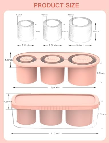 3 Pcs Silicone Ice Cube Tray for 30-40 Oz Tumblers with Lid and Storage Bin