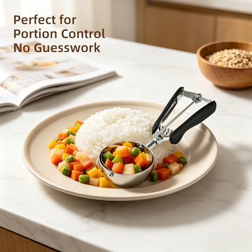 Extra Large Ice Cream Scoop 80MM, Trigger Release Stainless Steel Cookie Scoop, Portion Scoop 5.28 oz/150ml, Commercial Food Disher, for Portion Control, Cookie Dough, Cupcake Batter (10 Tablespoon)