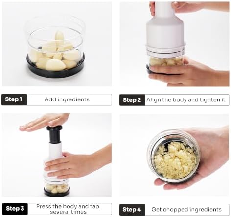 Vegetable Chopper, Manual Food Processor, Hand Push Garlic Onion Cutter, Suitable for Vegetables, Ginger, Fruits, Nuts, Herbs