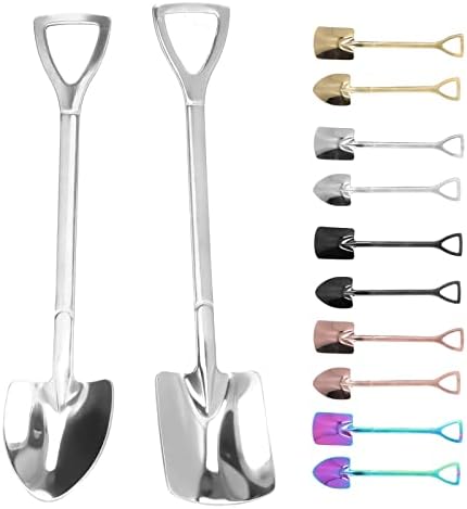 2Pcs 6 Inch Stainless Steel Shovel Spoons,Ergonomic Handle Ice Cream Scoop for Dessert Fruit Yogurt, Mini Kitchen Tableware Tools for Home Restaurant(#1)