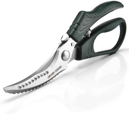 Poultry Shears，Heavy Duty Kitchen Shears with Anti-Slip Handle & Safety Lock，for Meat, Chicken, Bone, Turkey, Fish，Spring-Loaded, Dishwasher Safe