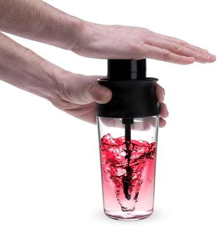 HOST Cocktail Spinner with Built In Strainer and Drip Free Pour Spout, Drink Mixer for Cocktails, Mocktails, Barware, Home Bar Accessories, 20 oz, Set of 1, Black