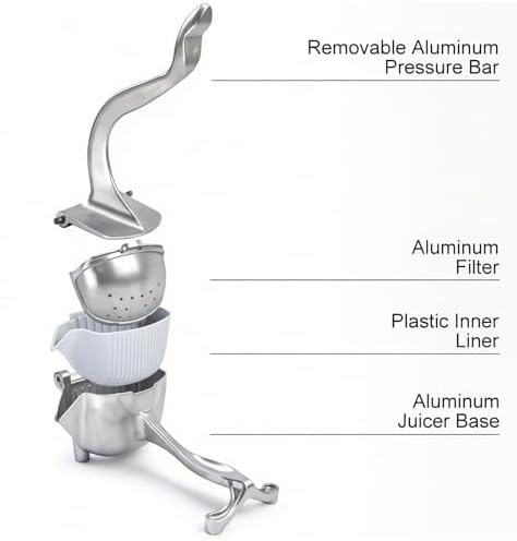 Sakerplus Fruit Juice Squeezer, Heavy Duty Lemon Squeezer Manual Citrus Press, Aluminum Alloy Juicer with Non-Slip Base for Lemon, Orange, Lime, 805g (2)