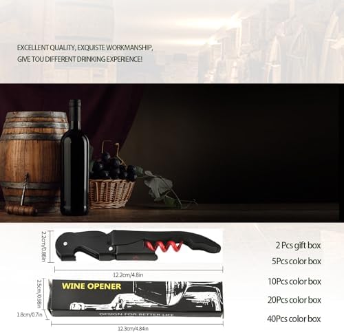 Wine Opener Waiter Corkscrew, Professional Wine Key for Servers, Bartender with Foil Cutter, Manual Wine Bottle Opener Double Hinged (2 Gift Box, Black Red)