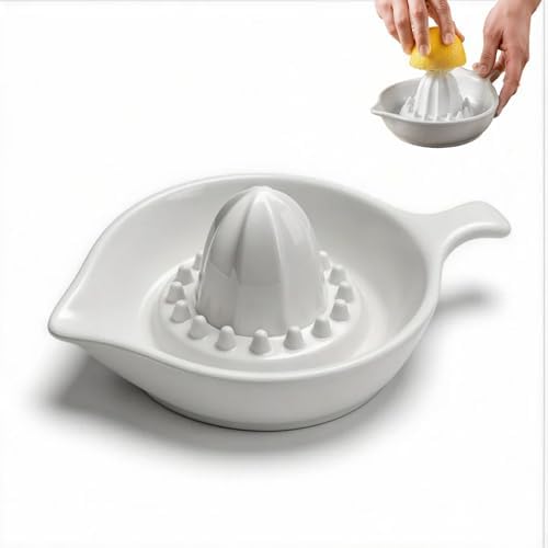 Ceramic Manual Citrus Juicer with Handle, Handheld Lemon Squeezer for Lime, Orange, Fruit Juice