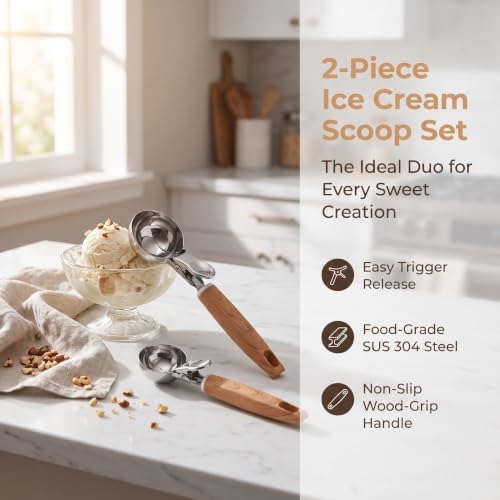 2 OZ Ice Cream Scoop with Trigger - Set of 2