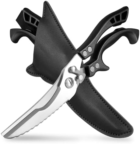 ANDONG Heavy Duty Kitchen Scissors, Professional Poultry Shears, Cooking Utensils, Black