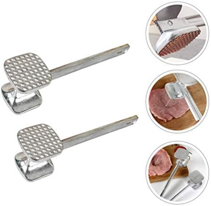 BESPORTBLE 2Pcs Meat Tenderizer Mallet Hammer Pounder Double Side Aluminum Meat Hammer for Tenderizing Flattening Steak Beef