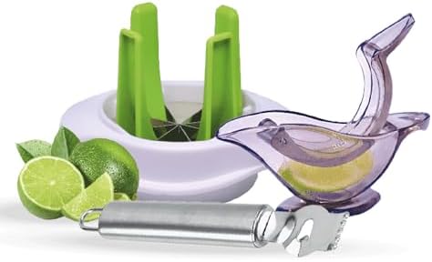 Lemon Squeezer + Cutter + Peeler, Set of 3, Ideal for drinks, cocktails or salads. Complete 3 products kit to extract juice, cut and grate your lemons, 8x6
