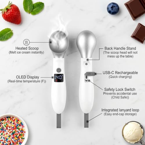 InnoMoon Rechargeable Heated Ice Cream Scoop, LED Display