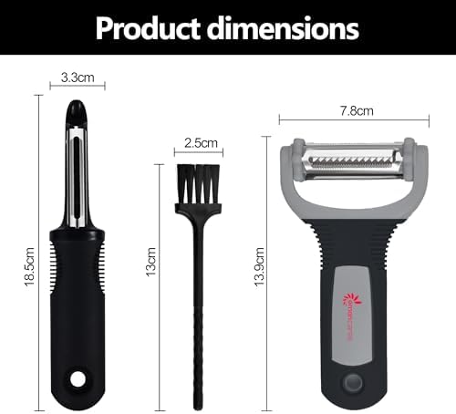 Peel 3X Faster Vegetable Peeler Set (3-Piece) – Ultra-Sharp Stainless Steel Y Peeler, Julienne & Swivel Peeler – Non-Slip Ergonomic Handle for Potatoes, Carrots, Apples