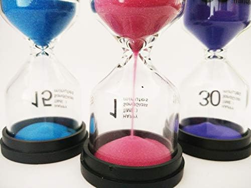 Sand Timer 6 Colors Hourglass 1/3/5/10/15/30 Minutes Sandglass Timer Sand Clock for Kids Games Classroom Kitchen Home Office Decoration (Pack of 6)