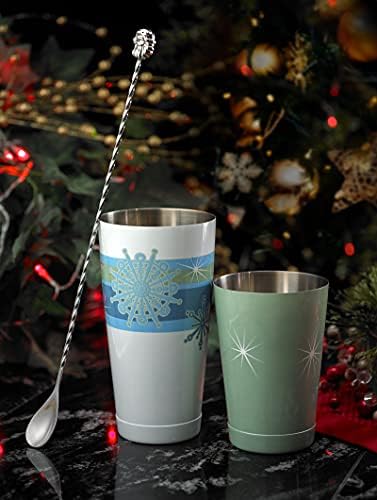 Barfly Holiday Snowflakes Cocktail Shaker Tin Set