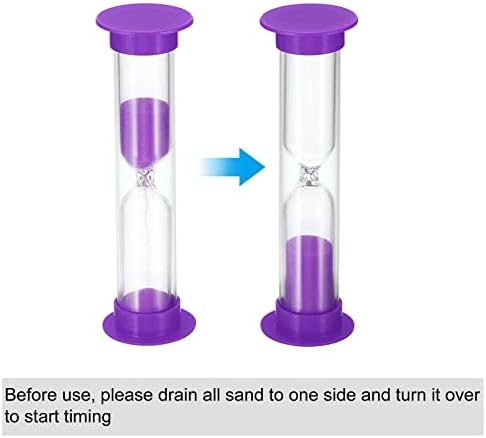 PATIKIL 2 Minute Sand Timer, 4Pcs Small Sandy Clock with Plastic Cover, Count Down Sand Glass for Games, Kitchen, Party Favors DIY Decoration, Purple