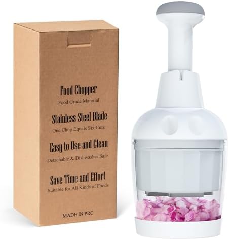 Food Chopper, Vegetable Chopper, Onion Chopper, Garlic Chopper Hand Chopper for Vegetables, Handheld Veggie Chopper, Nut Chopper, Chopper Vegetable Cutter, Dishwasher-safe (White)