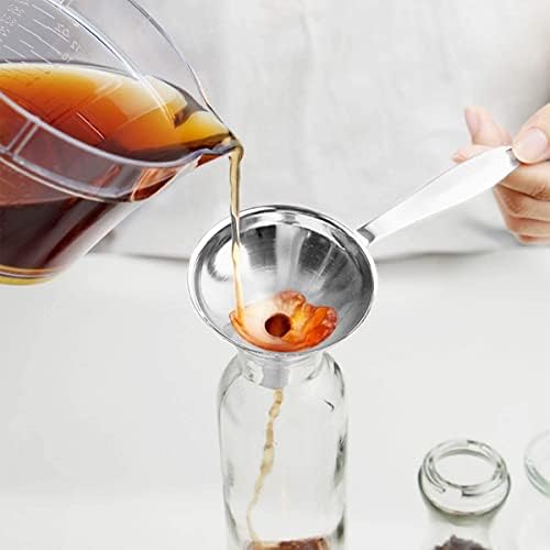 Small Funnels for Filling Bottles, 3 Pcs Stainless Steel Kitchen Funnel Set, Food Grade Mini Metal Funnel for Transferring Oil Liquid, Easy Cleaning with a Brush (Long Handle)