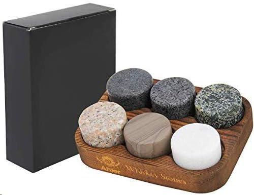 Whiskey Stones, Set of 6 Whiskey Chilling Stones, Reusable Ice Cubes, Whiskey Rocks - Perfect Whiskey Gifts for Men