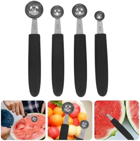 OUNONA 4pcs Stainless Steel Melon Baller Ice Cream Scoop Melon Ball Scoop Watermelon Spoon for Gelato Cantaloupe Ice Cream Watermelon Fruit