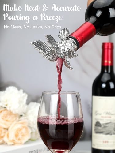 Bald Eagle Wine Pourer Bottle Stopper, Zinc Alloy Metal Eagle Wine Spout for Wine & Liquor Bottles, Drip Free Universal Fit Zinc Alloy Animal Wine Pourer Bar Accessory, Patriotic Wine Gifts for Men