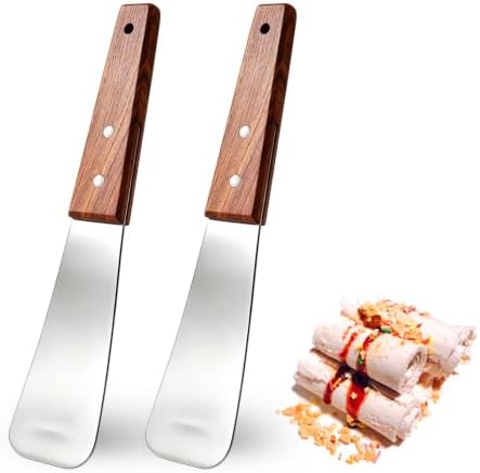 2 Pack Ice Cream Shovel Set, Stainless Steel Gelato Scoop with Wooden Handle, Heavy Duty Frozen Dessert Scooper for Hard Ice Cream, Butter and Cookie Dough